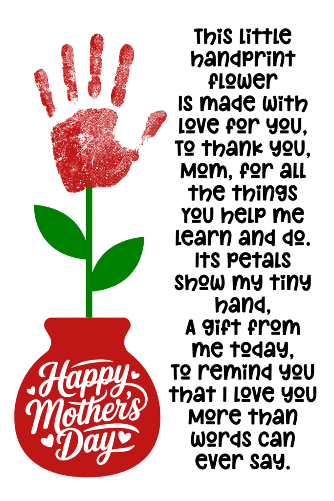completed Mother’s Day handprint flower craft