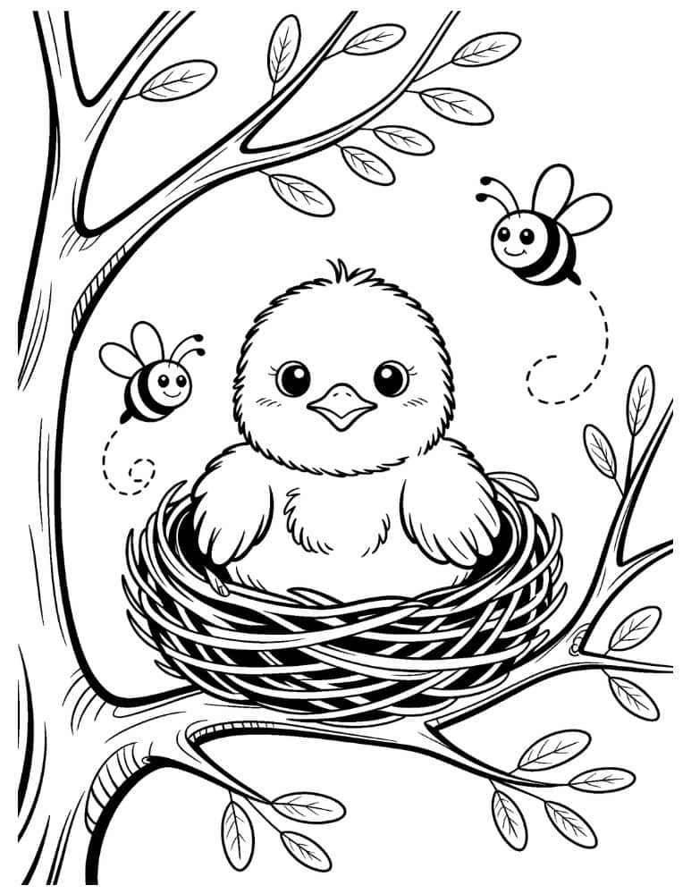 Baby bird coloring page