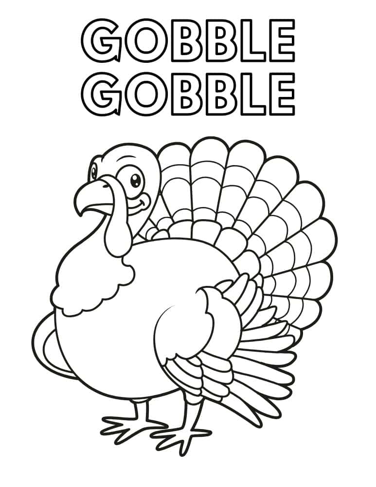 cartoon turkey and the words Gobble Gobble