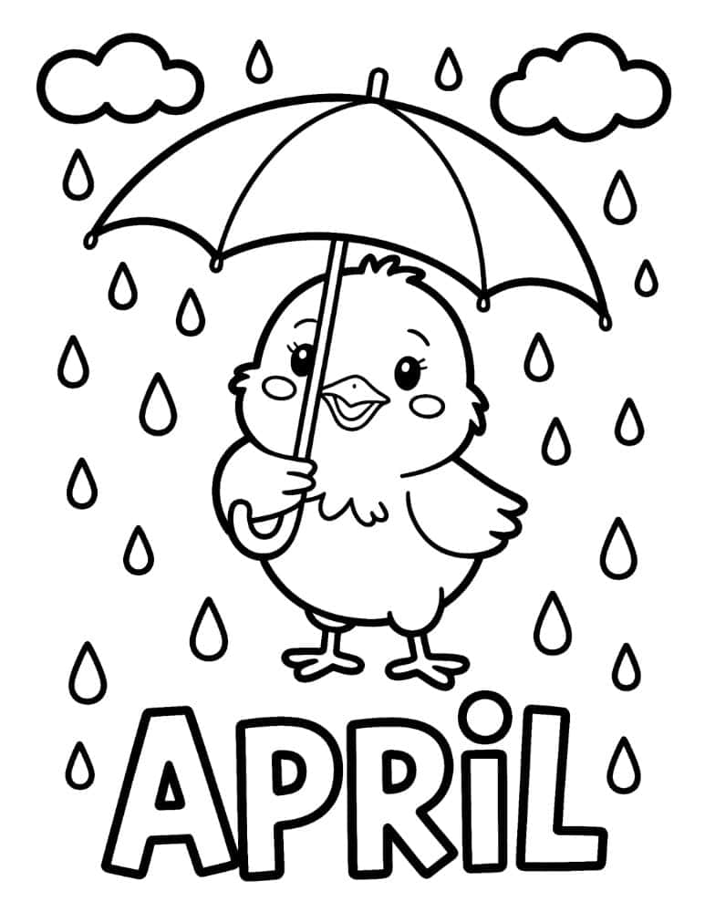 chick holding an umbrella in the rain