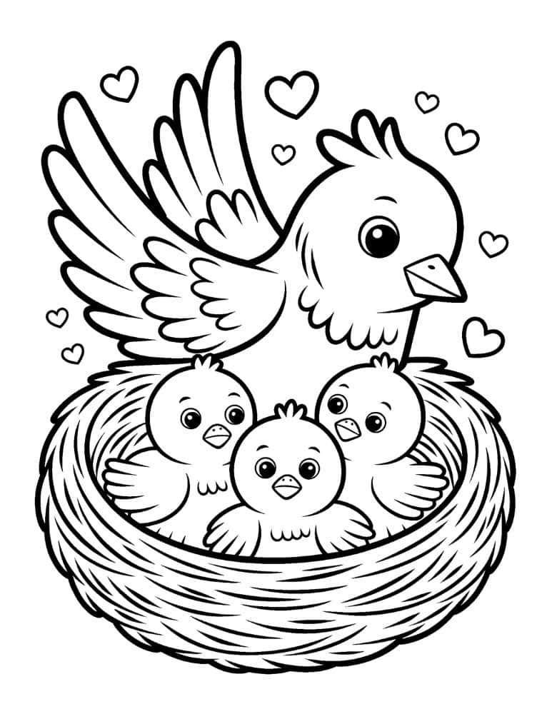 Bird nest coloring page