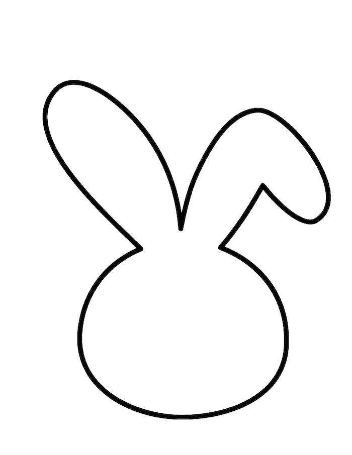 Simple bunny head template with one upright ear and one floppy ear
