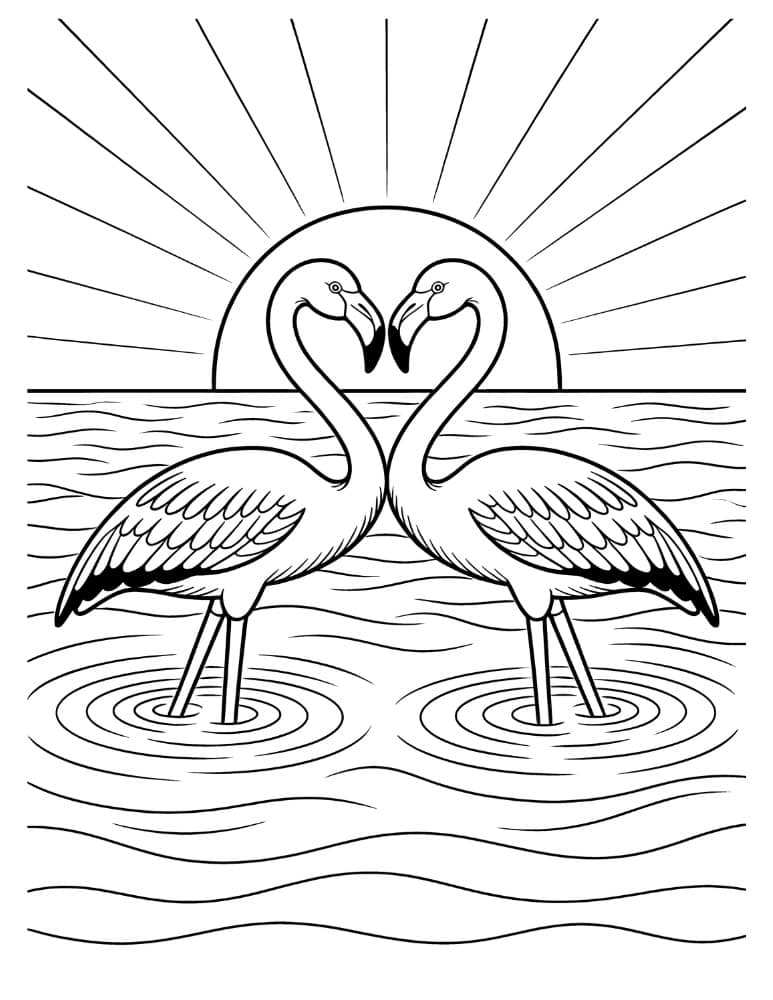 flamingos standing in water