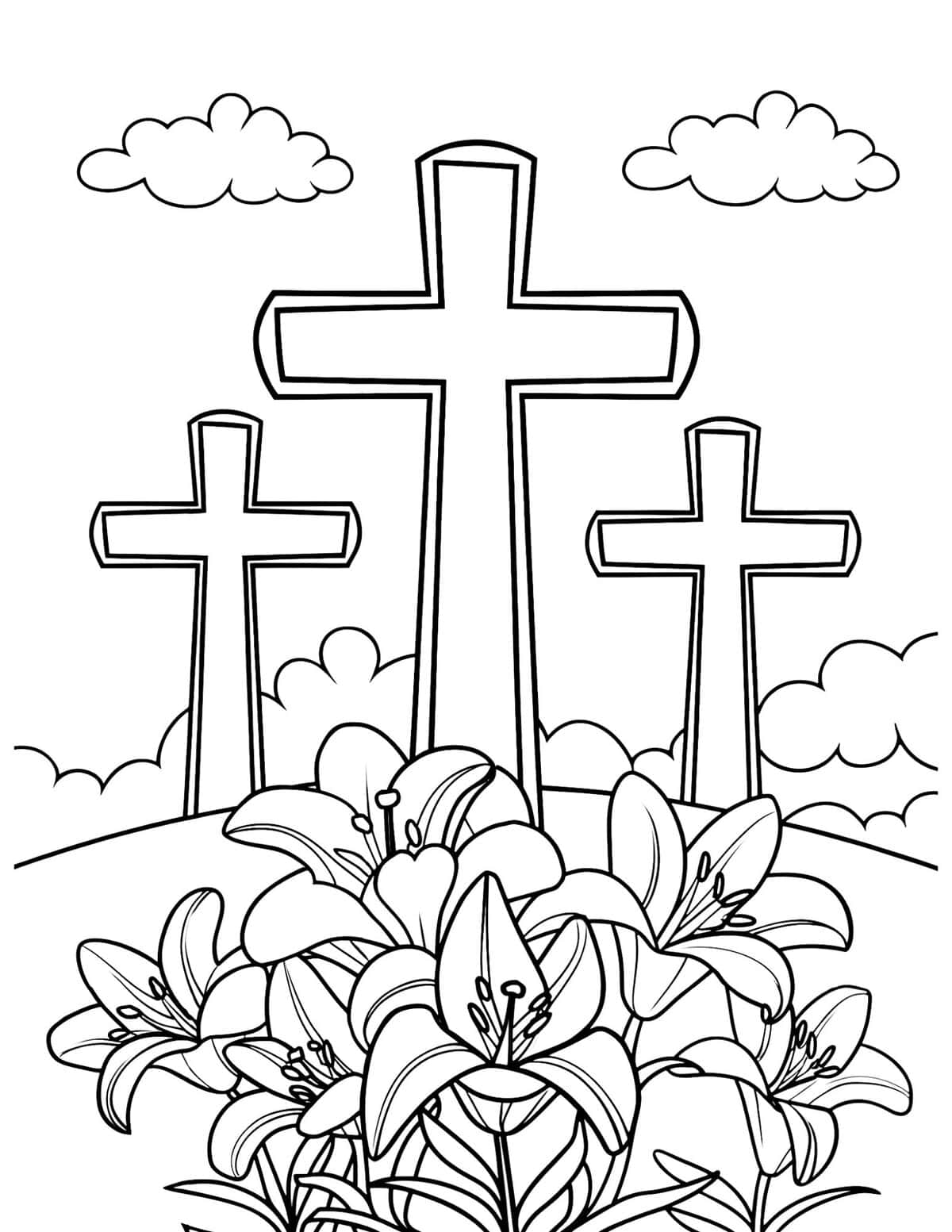 Three Crosses with Lilies