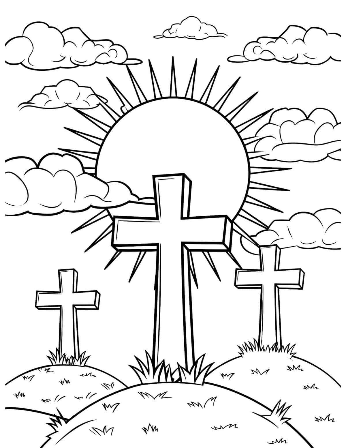 Three Crosses Under the Rising Sun