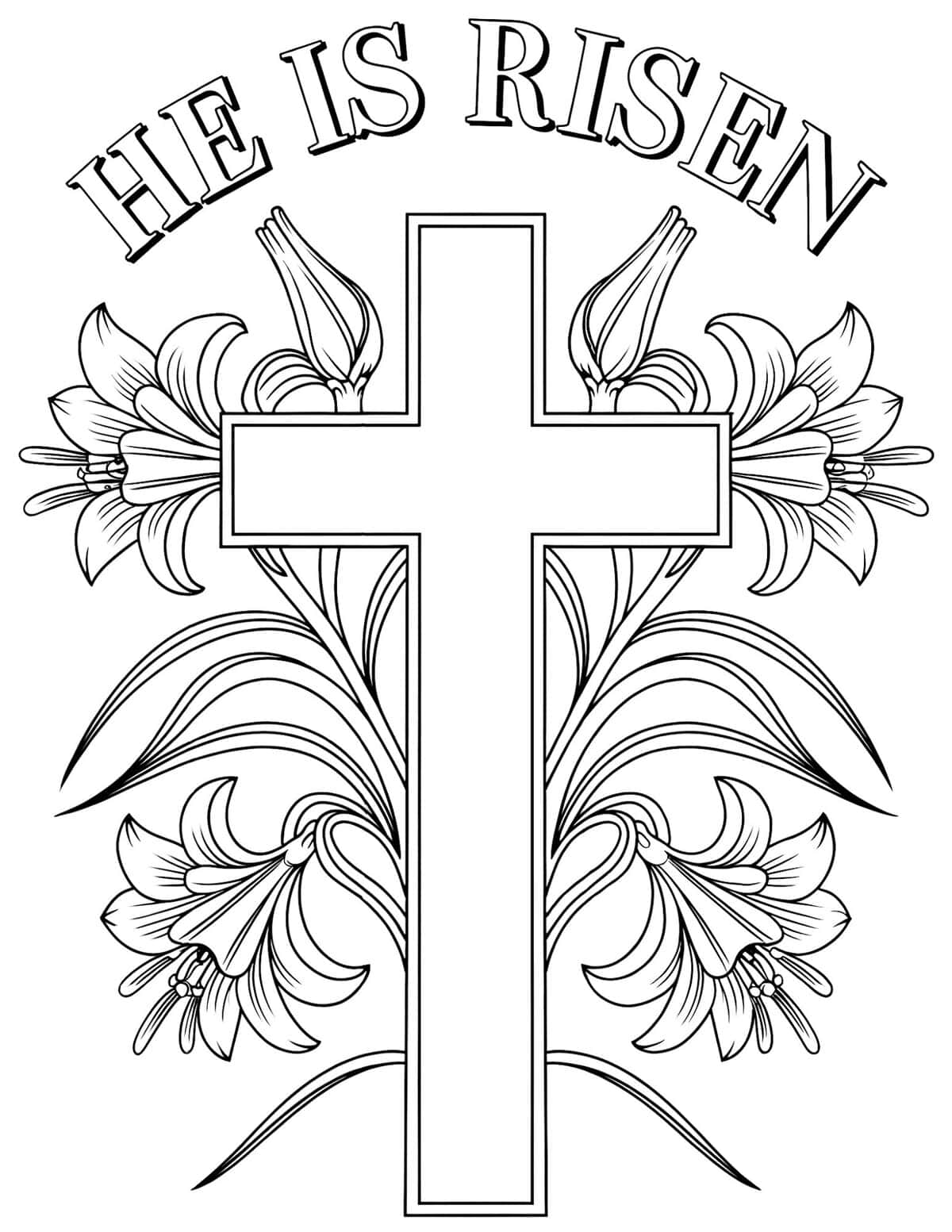“He Is Risen” Cross and Lilies