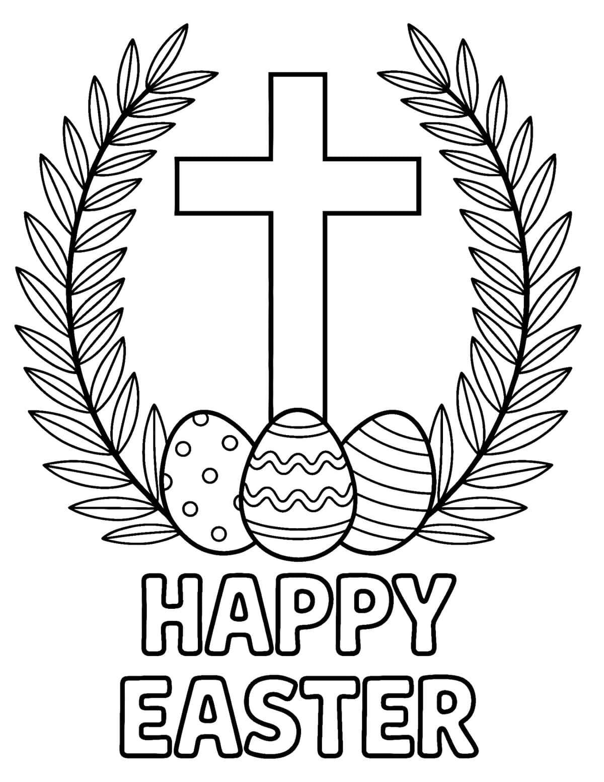 Happy Easter Cross with Eggs
