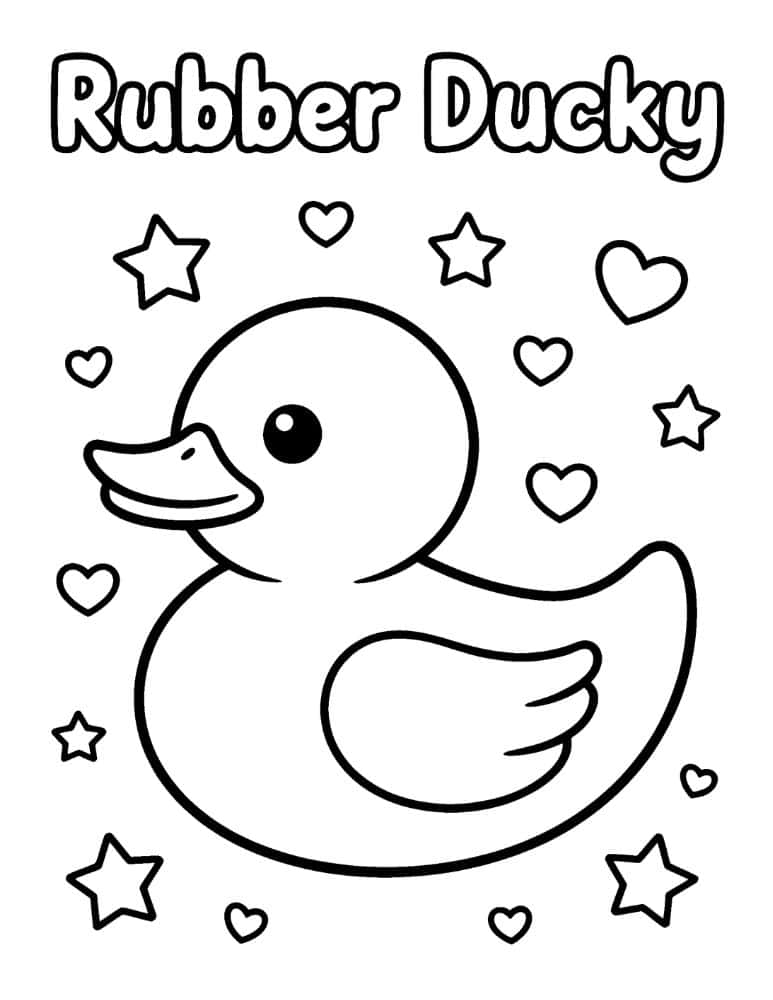 Rubber ducky with hearts and stars