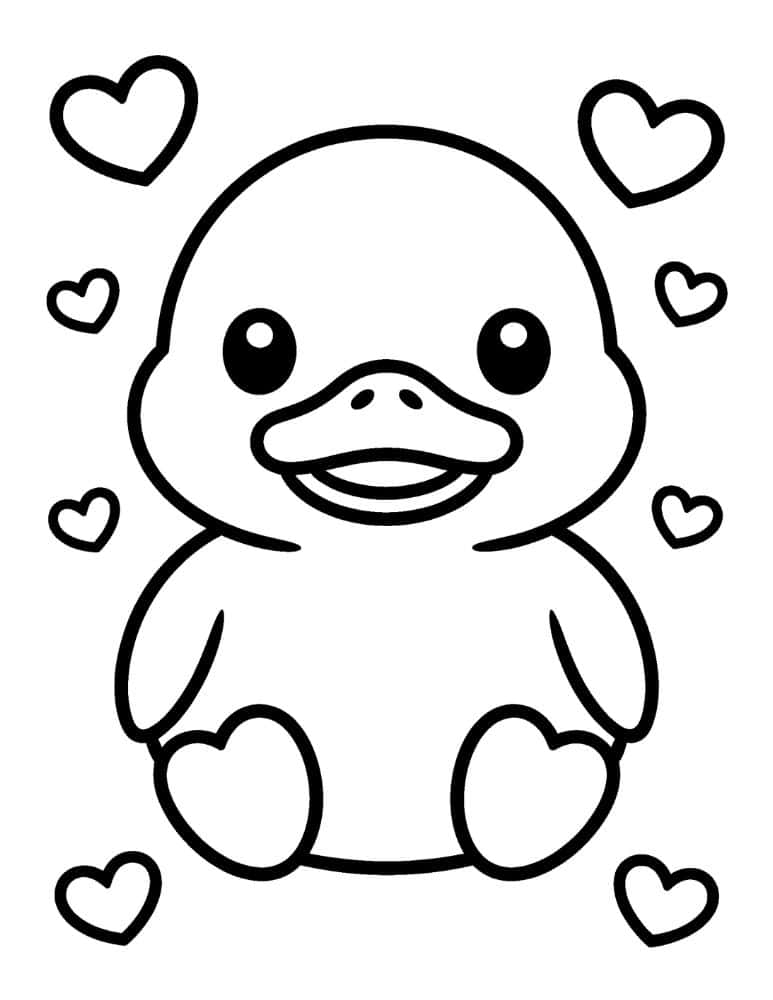 Baby duck with hearts