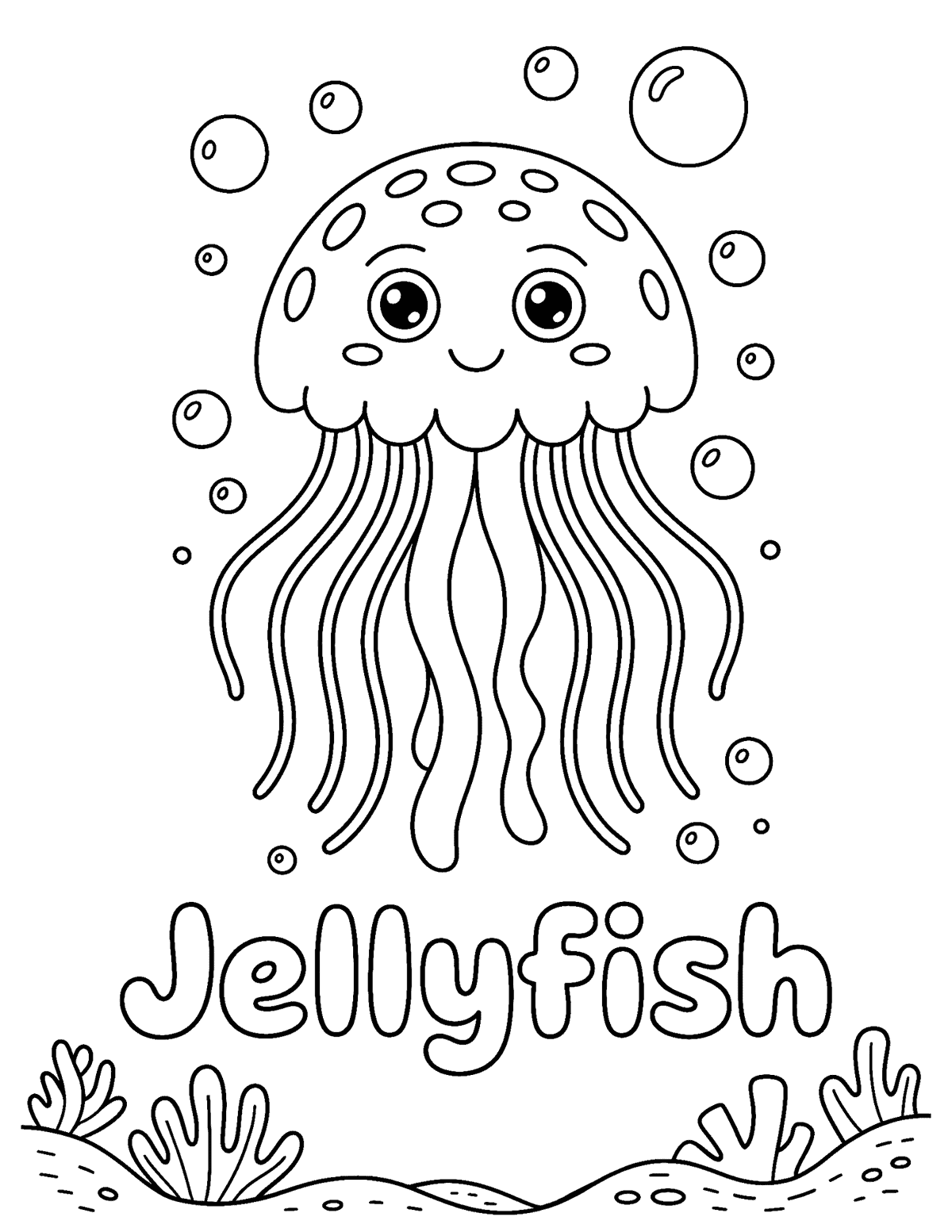 Jellyfish Word Coloring Page