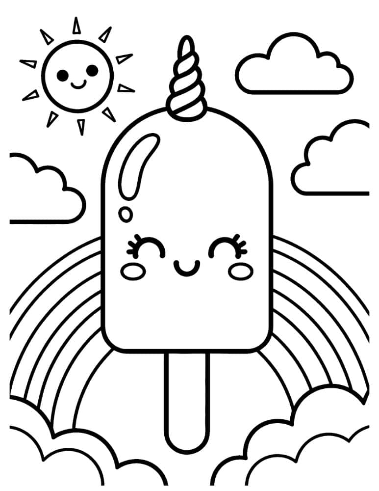 Unicorn popsicle with rainbow