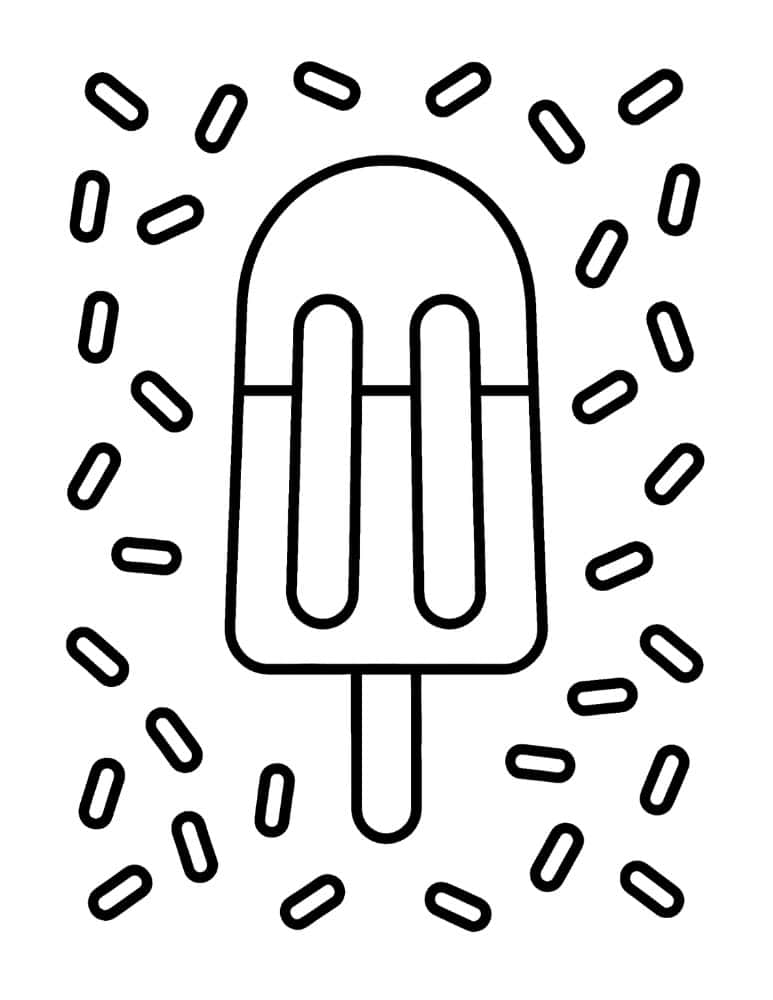 popsicle coloring page with sprinkle pattern background