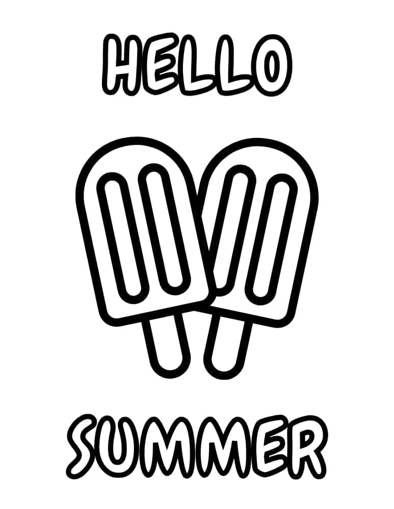 Hello summer coloring page