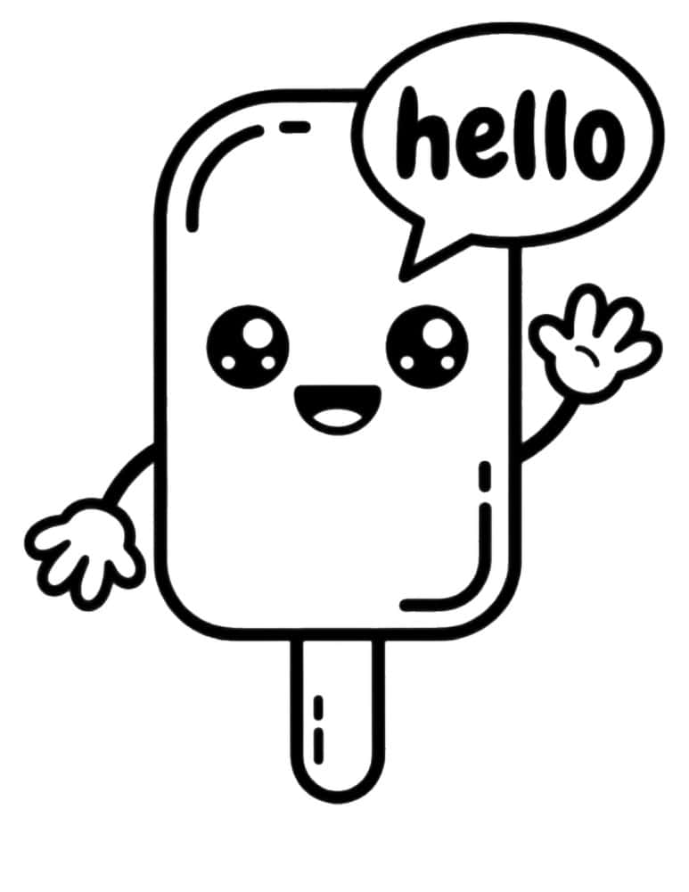 Cartoon popsicle waving with hello