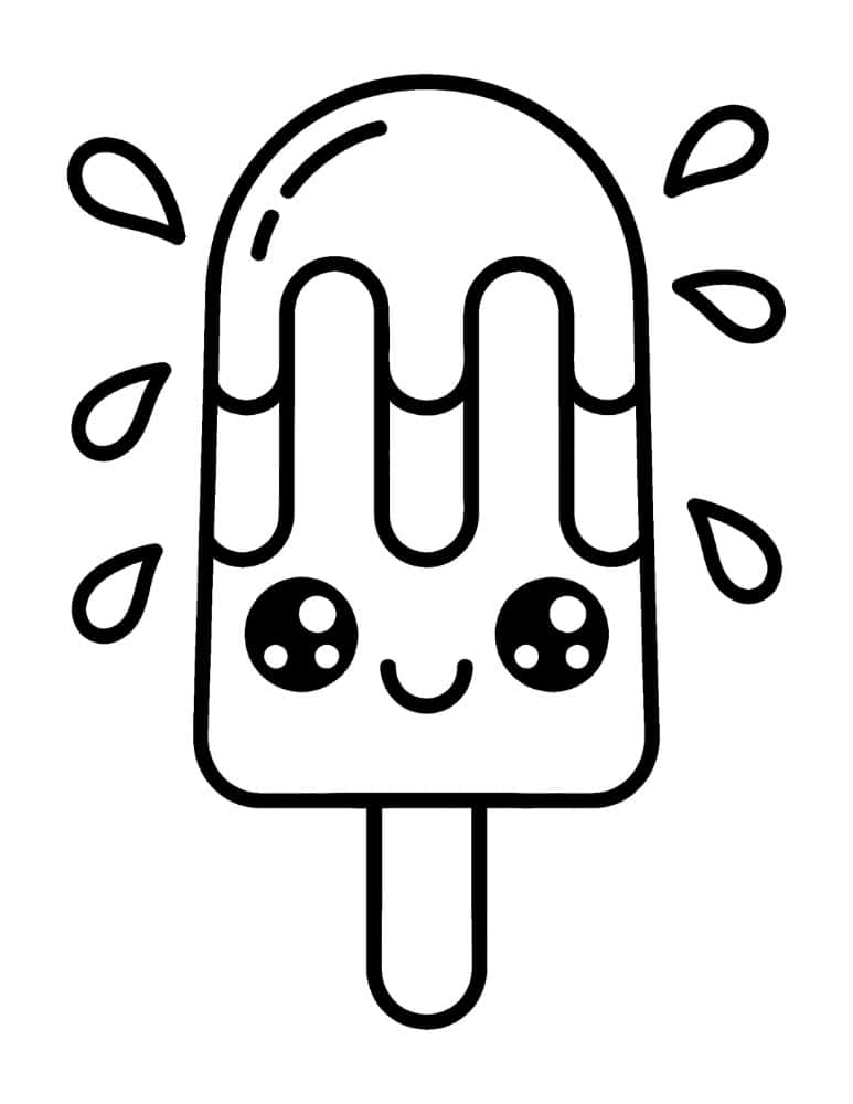 popsicle with dripping icing and splash shapes