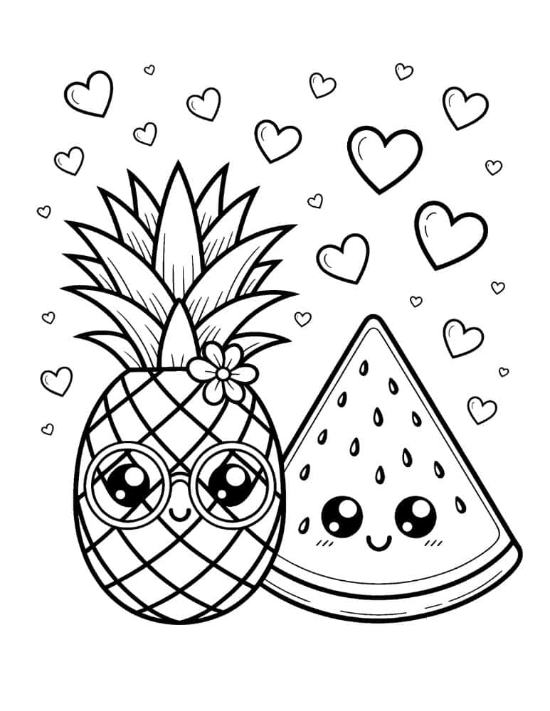 Kawaii pineapple and watermelon