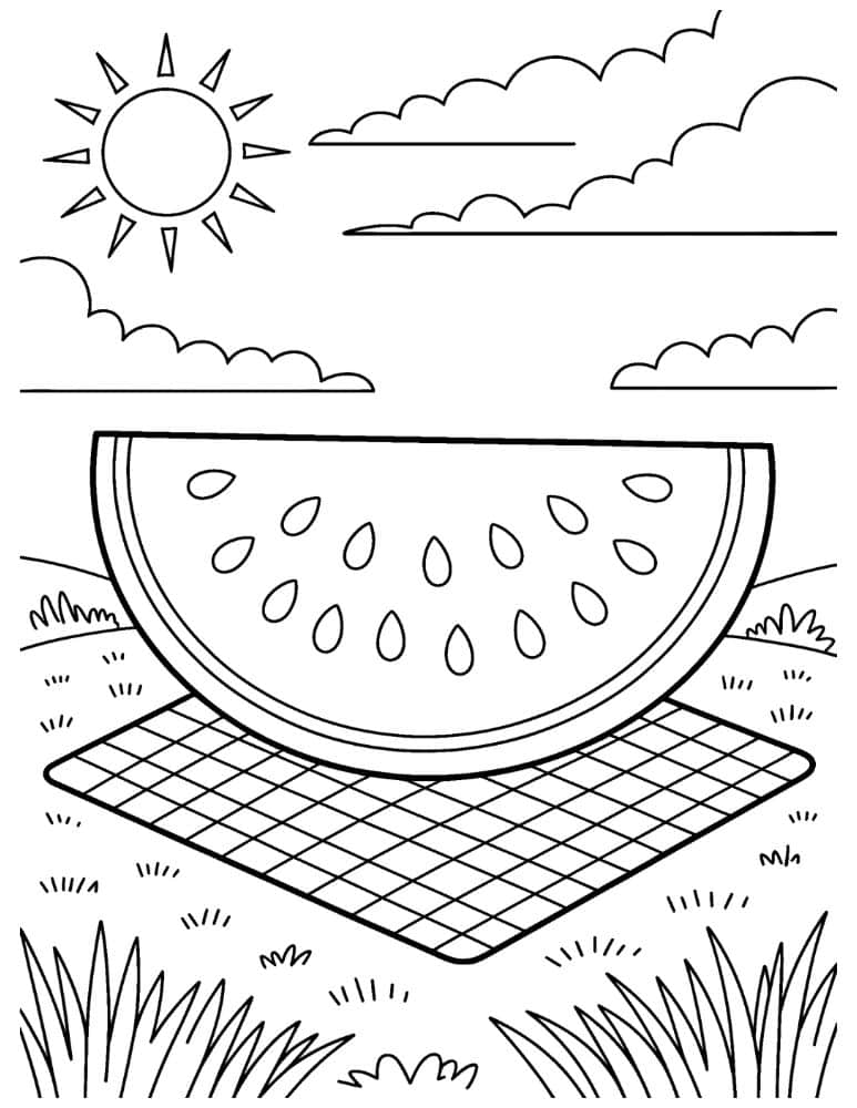 Picnic coloring page