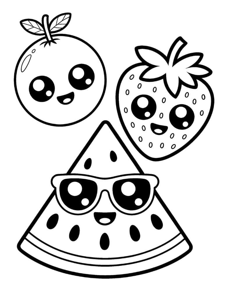 Cute fruit coloring page