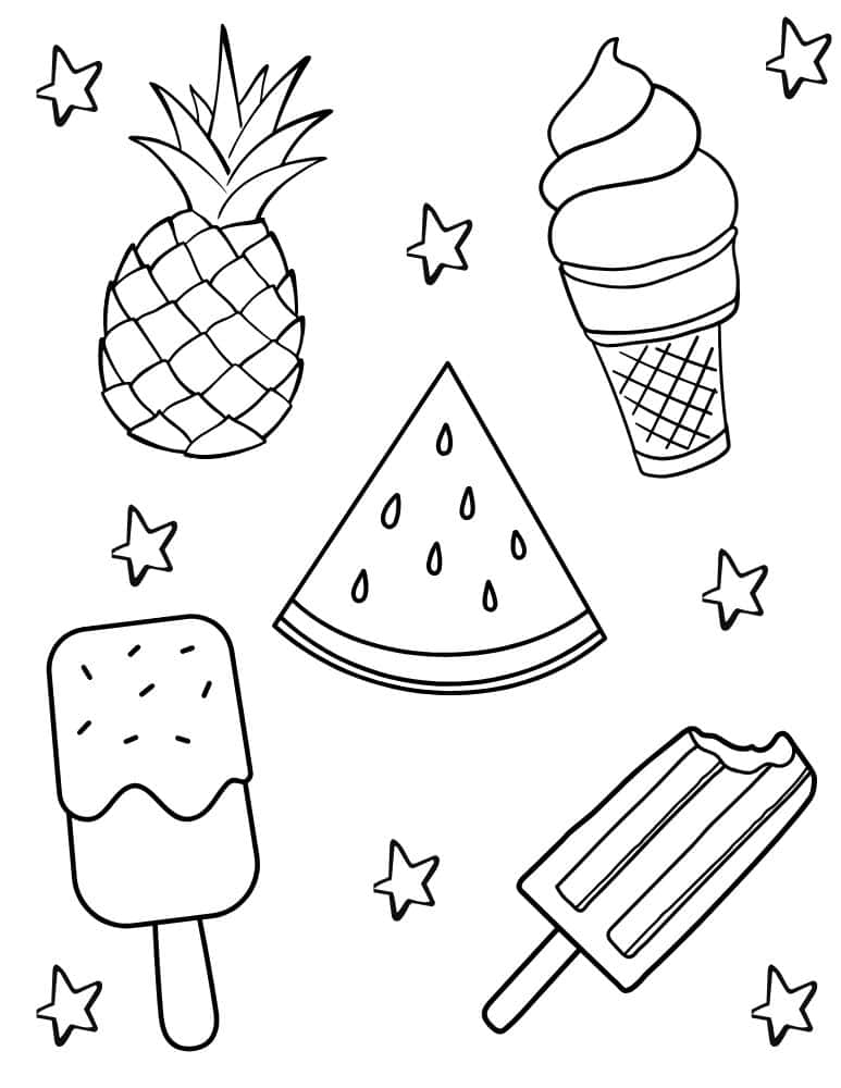 summer treats coloring page