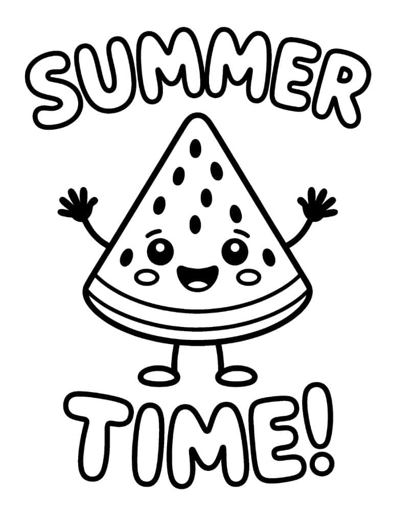 watermelon character coloring page