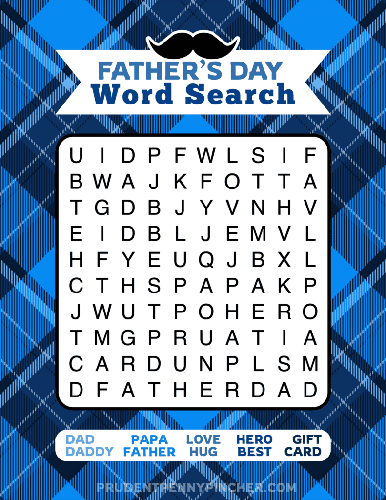 Free printable Father’s Day word search for younger kids