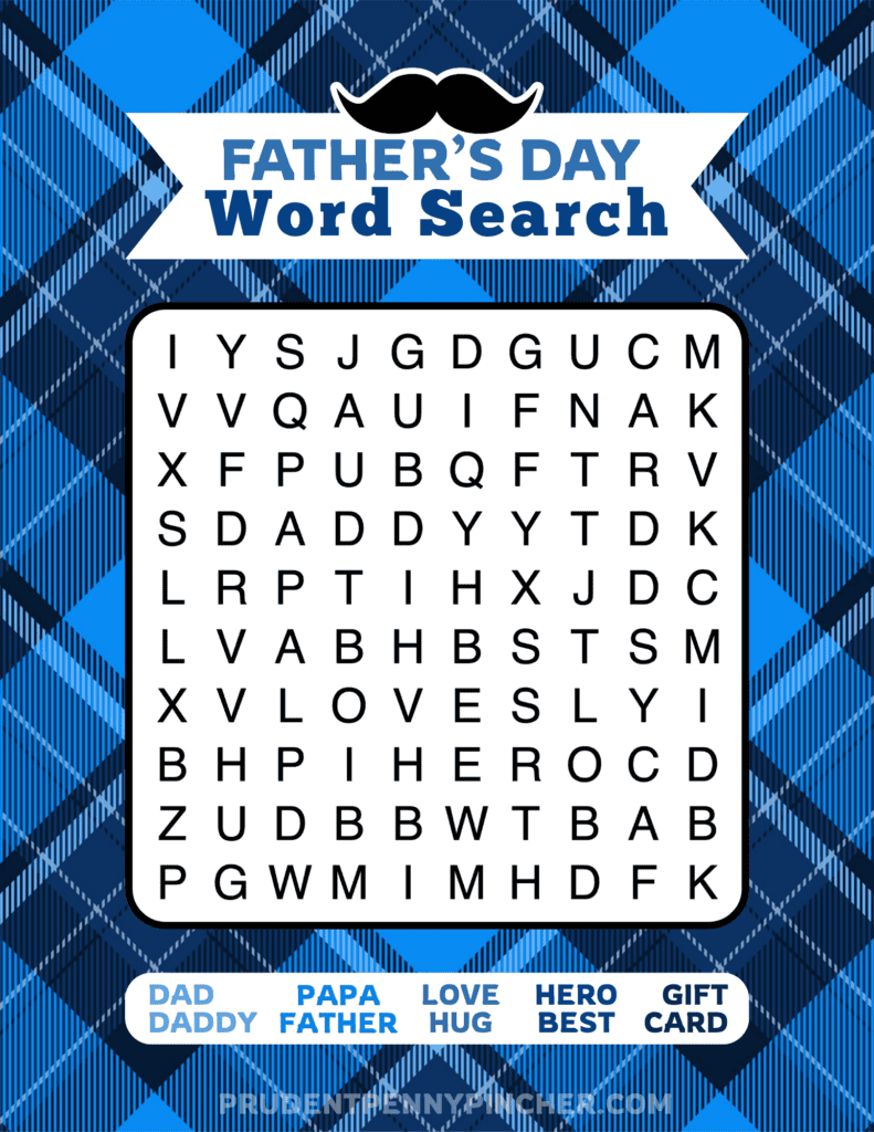 Medium Father’s Day word search printable