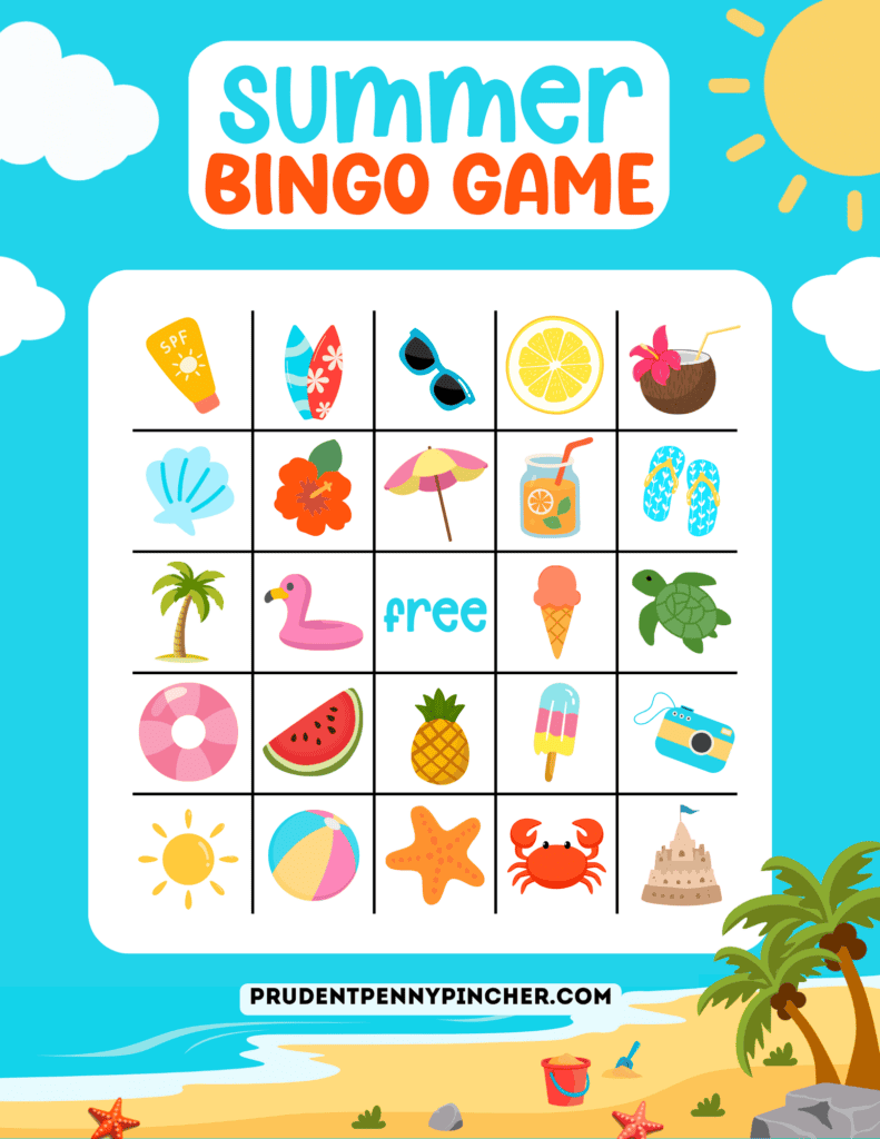 Free printable summer bingo game card