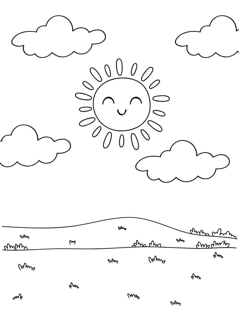 sunny landscape coloring page