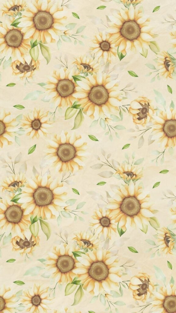 soft vintage sunflower pattern wallpaper