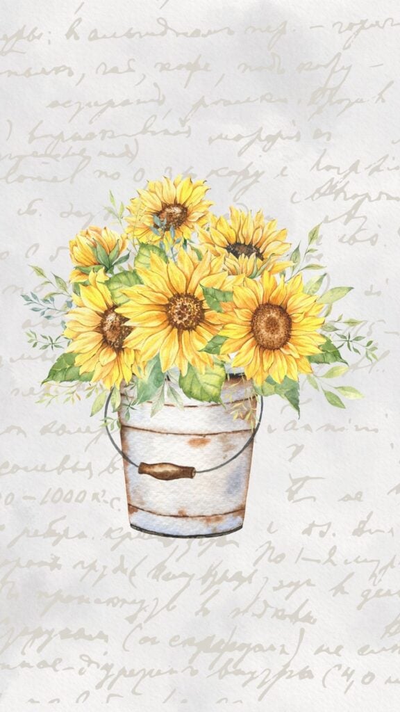 rustic sunflower bucket wallpaper
