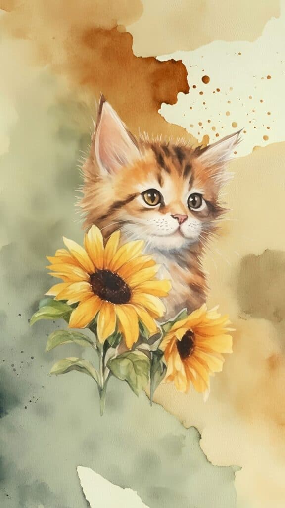 watercolor cat wallpaper