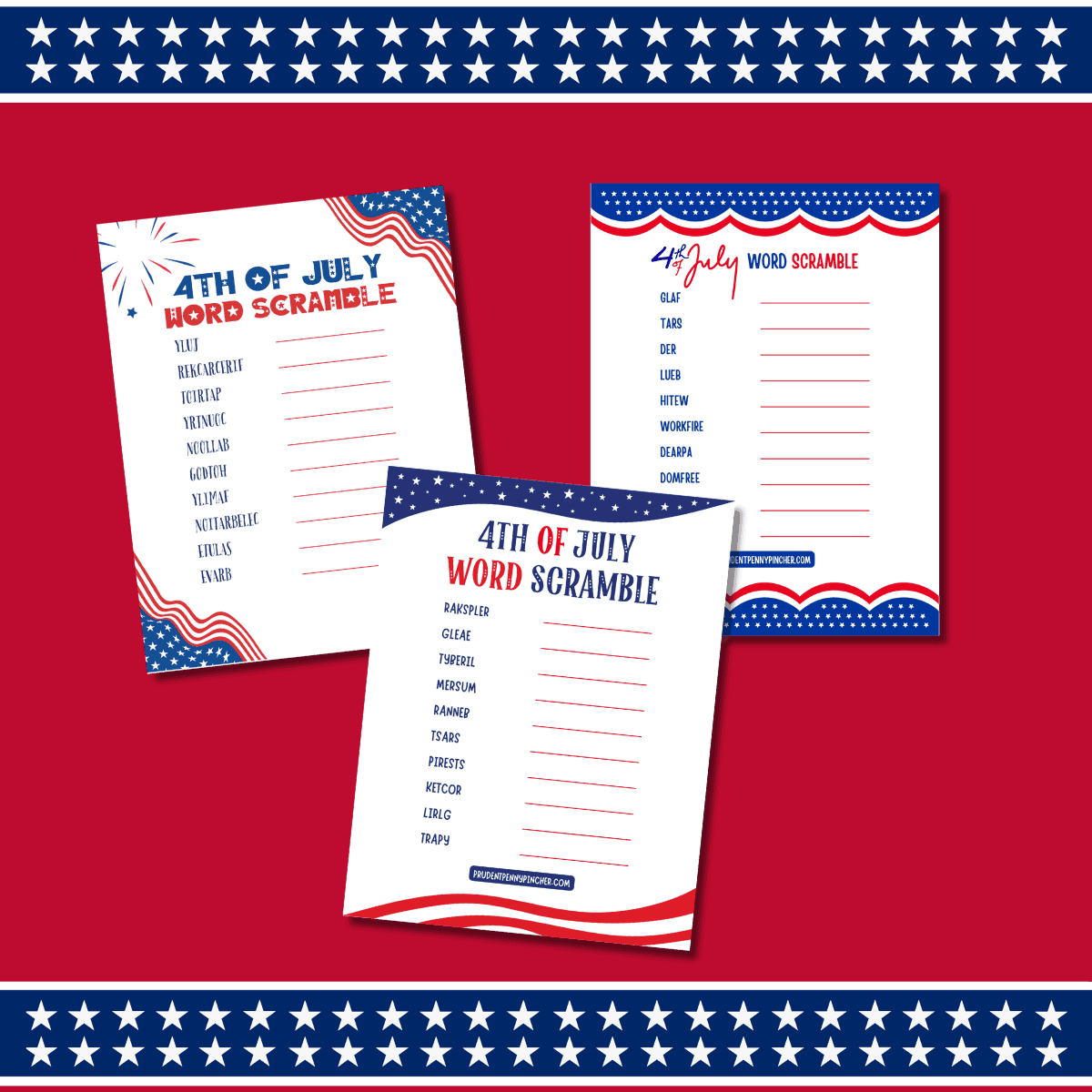 Free Printable 4th of July Word Scramble for Kids - Prudent Penny Pincher