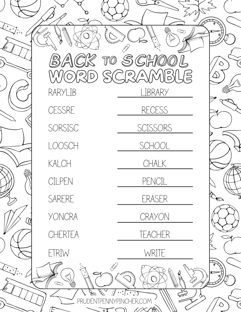 word scramble answer key