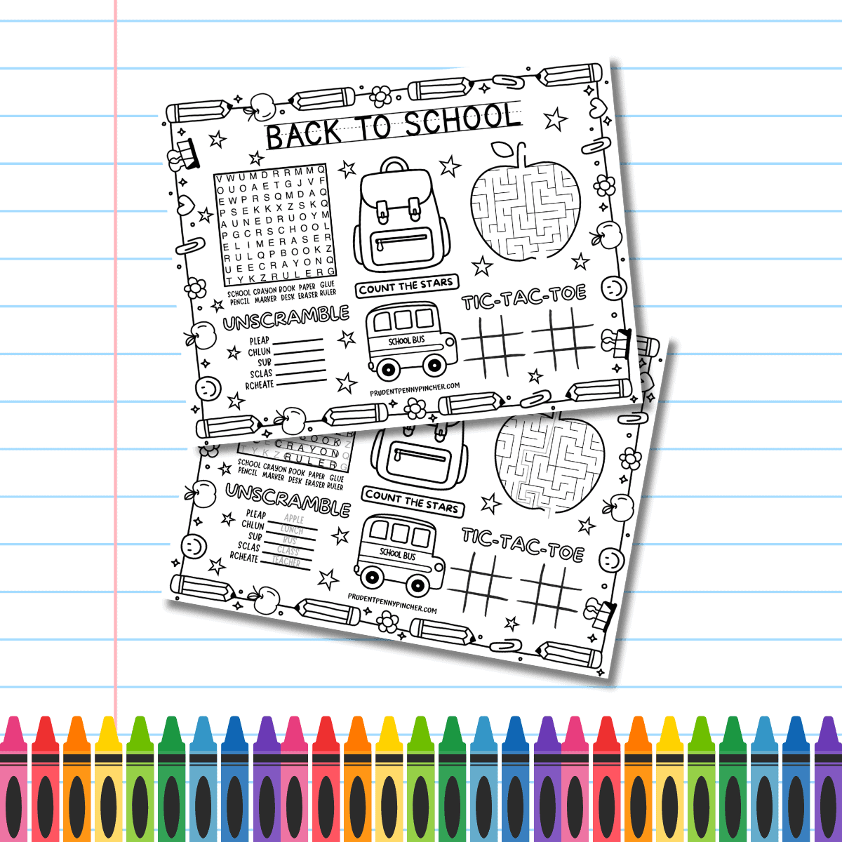 Free Printable Back to School Activity Placemat for Kids - Prudent ...
