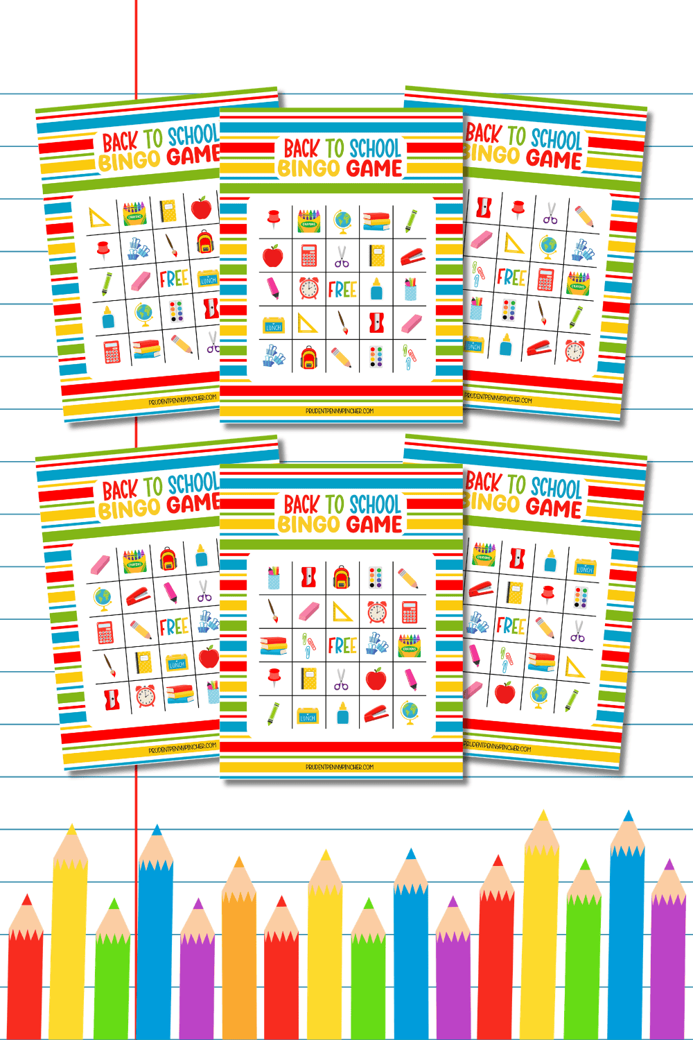 game cards on school lined paper background