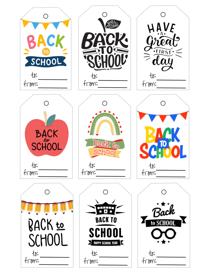 Free Printable Back to School Gift Tags - Prudent Penny Pincher