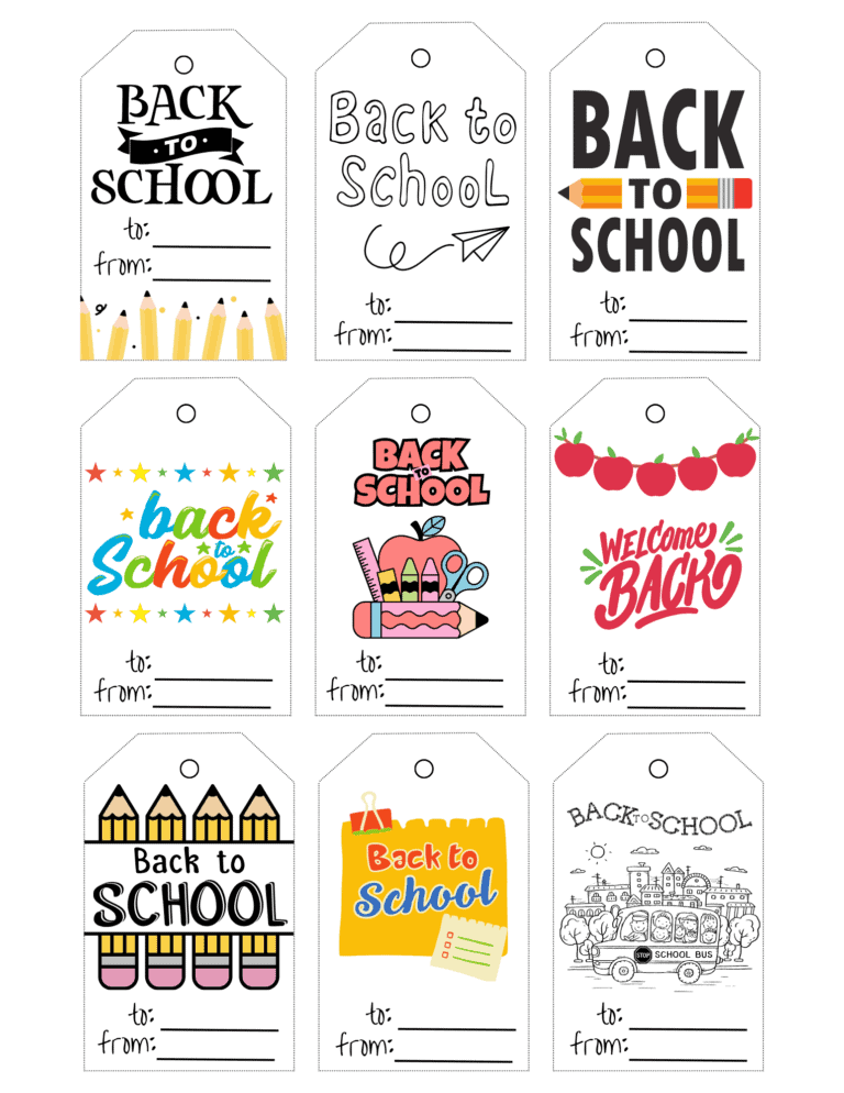 Free Printable Back to School Gift Tags - Prudent Penny Pincher
