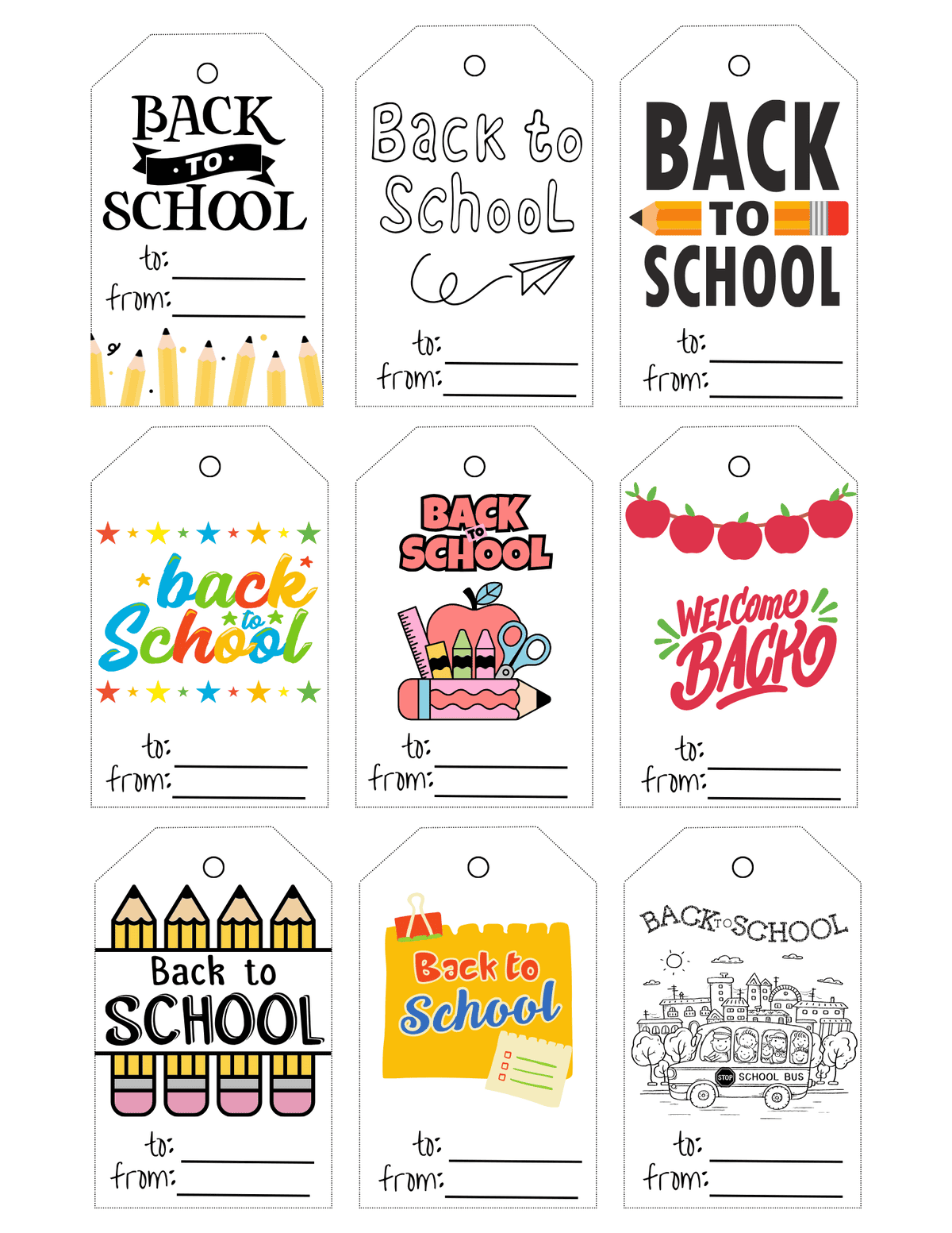 Free Printable Back to School Gift Tags - Prudent Penny Pincher