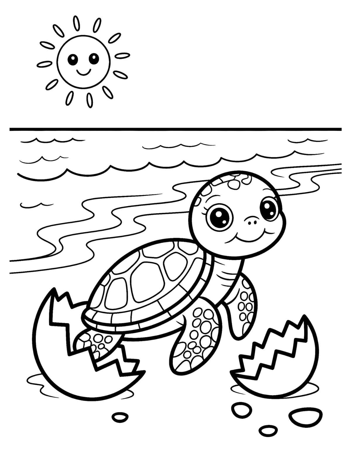 baby sea turtle coloring page hatching