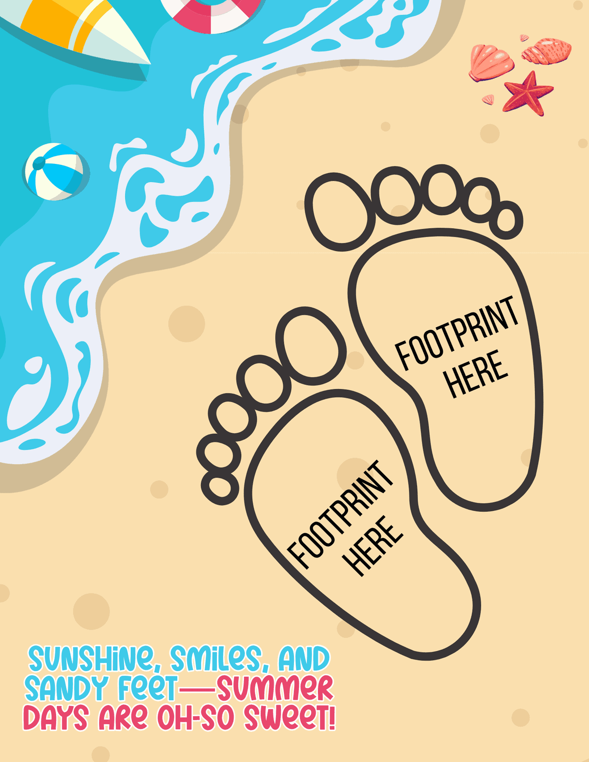 template with footprint placement guides for kids to add painted footprints.