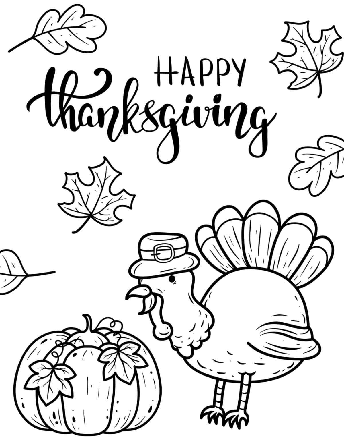 Happy Thanksgiving coloring page