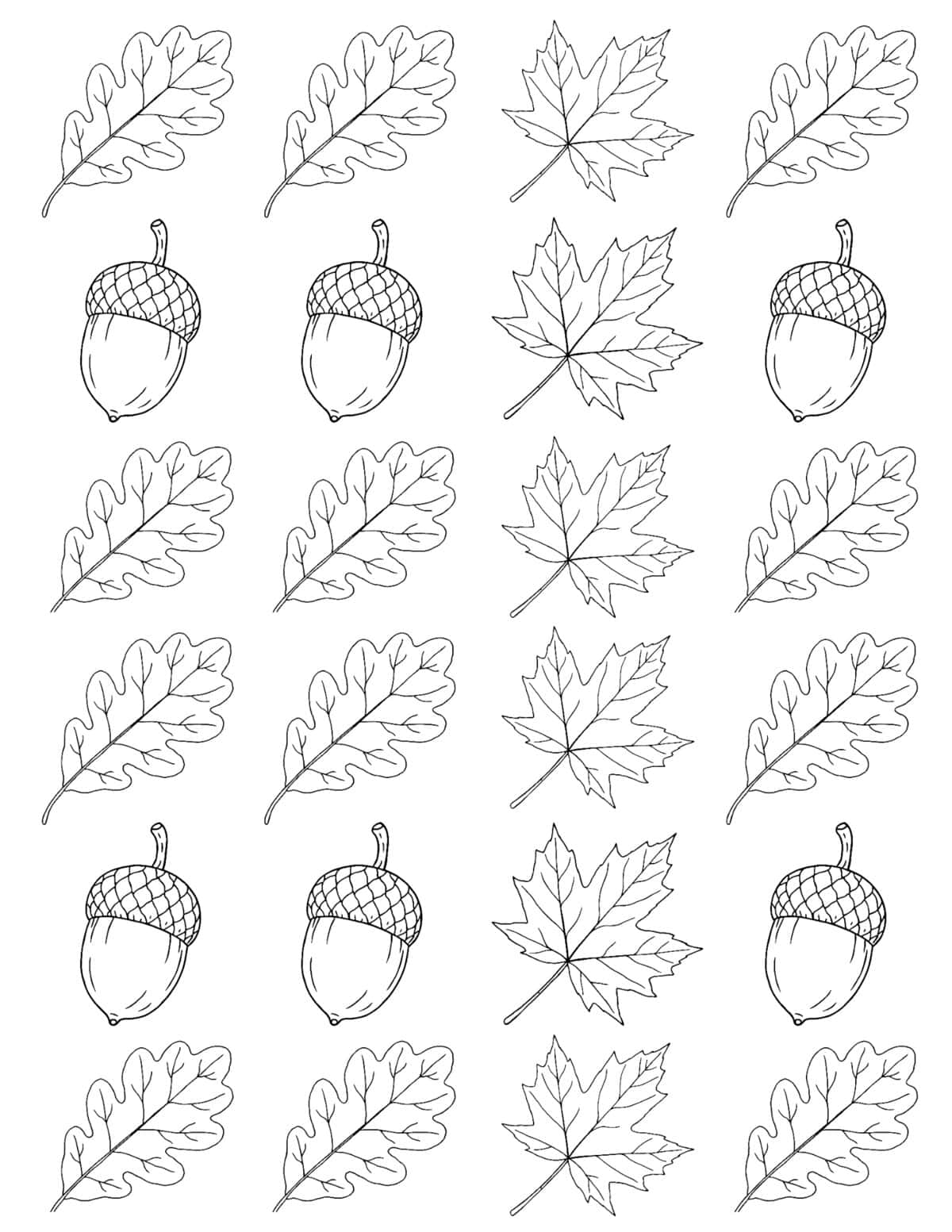 Repeating pattern of acorns and leaves