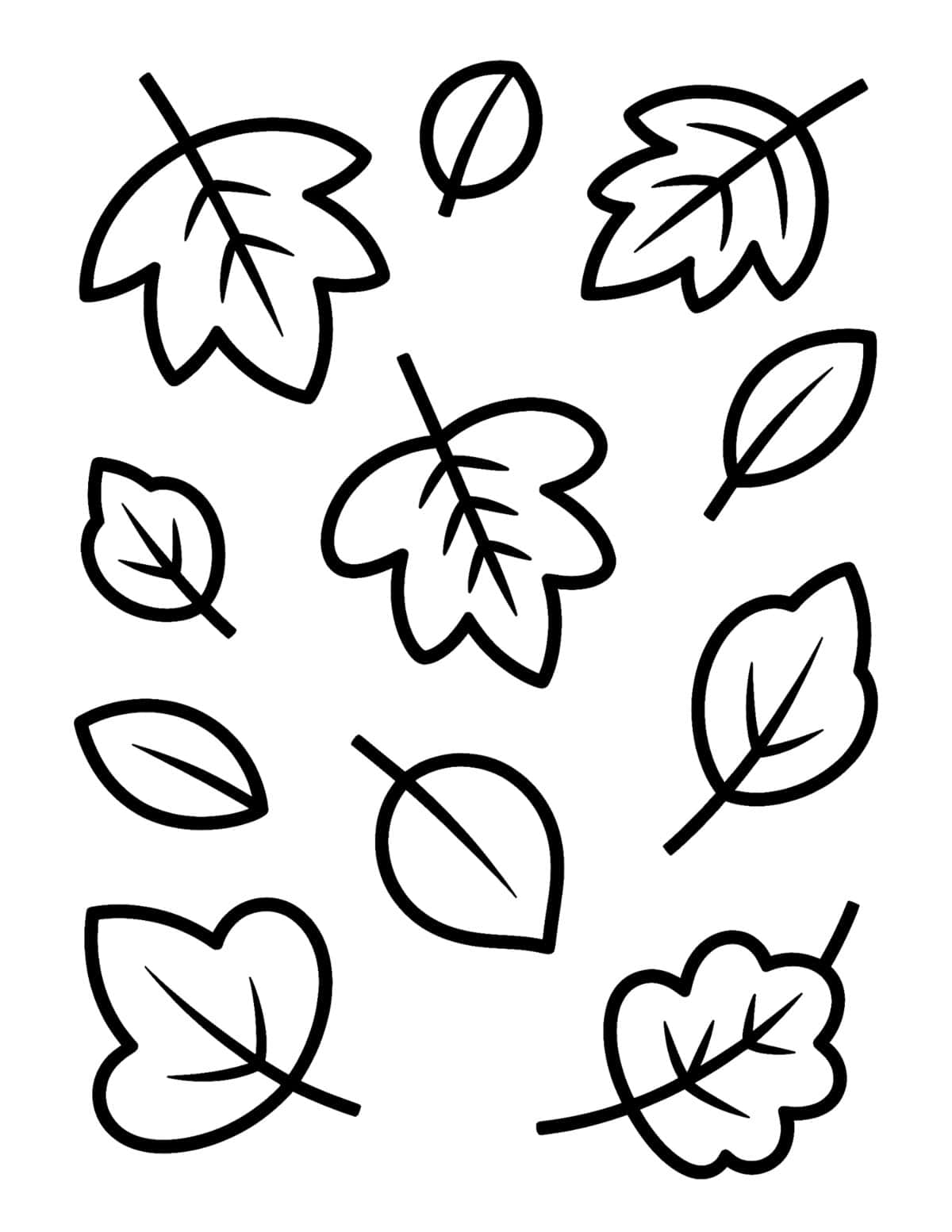 Easy fall leaf coloring page.