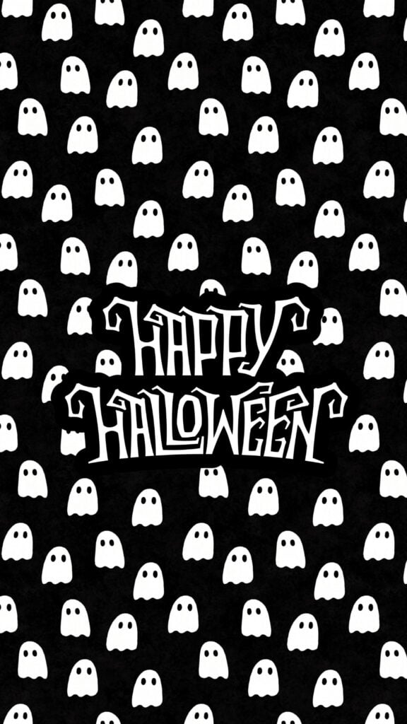 Black and White Happy Halloween Ghost