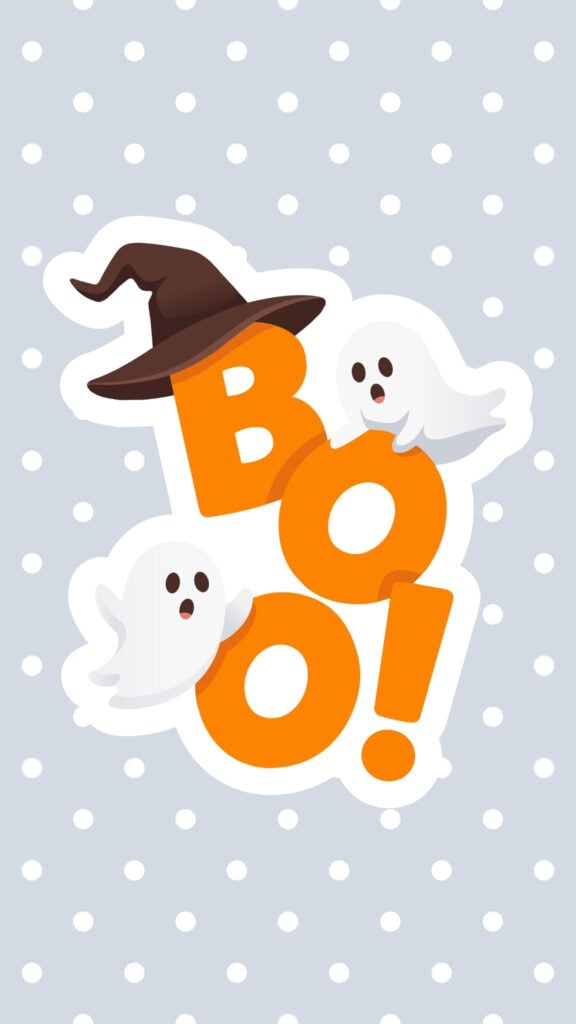 Cute Ghosts and Witch Hat Wallpaper