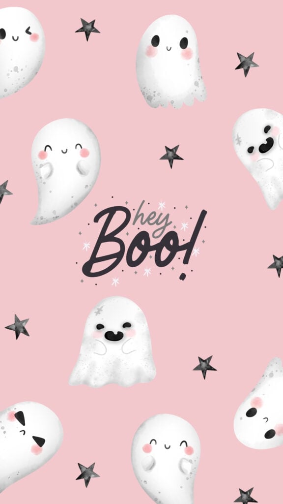 Pink Hey Boo Kawaii Ghost