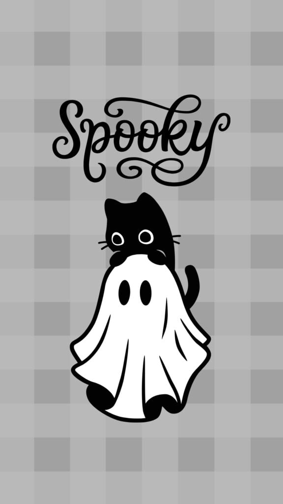 Spooky Ghost and Black Cat