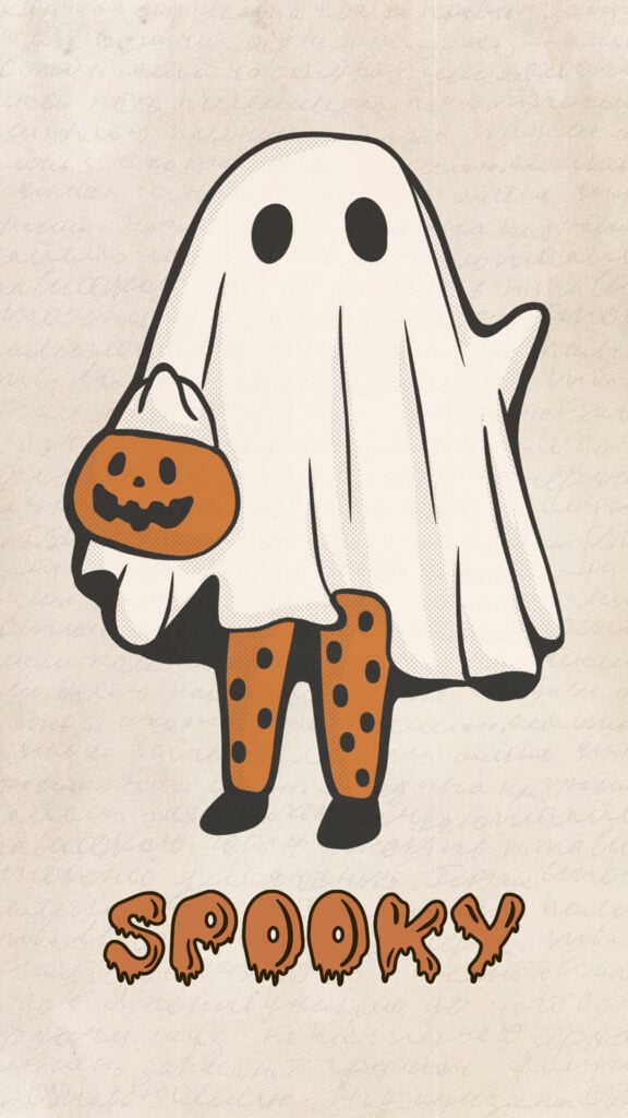 Vintage Trick-or-Treat Ghost Wallpaper