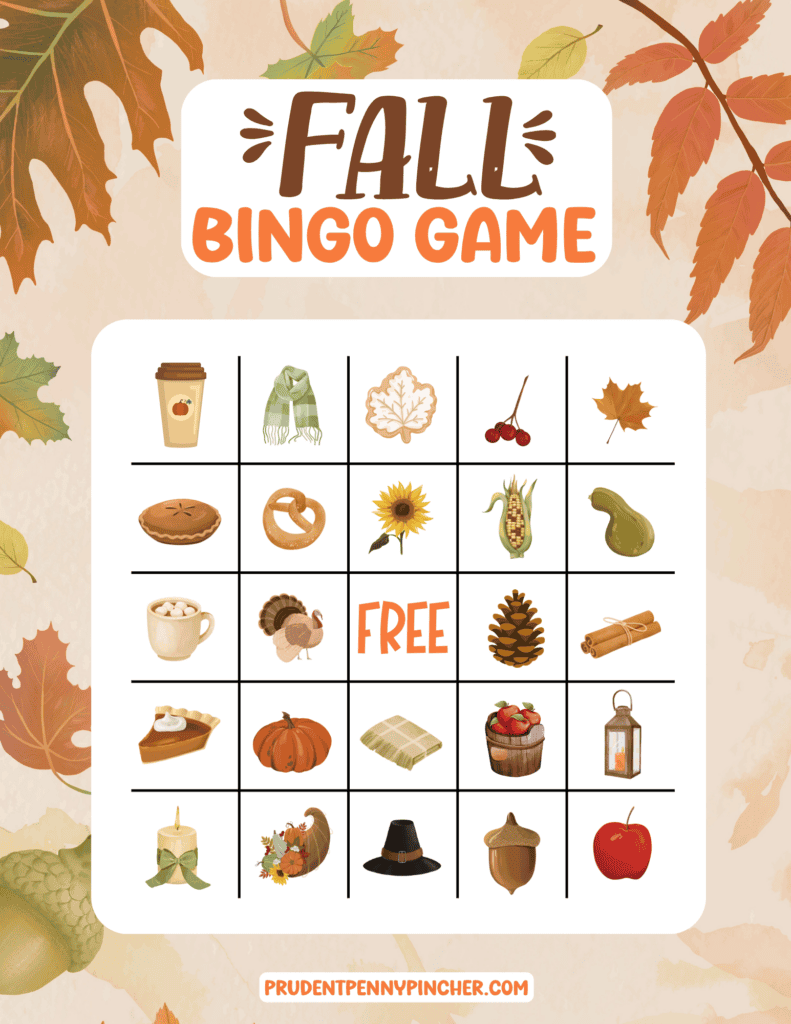 game card with cute autumn pictures and a free center space