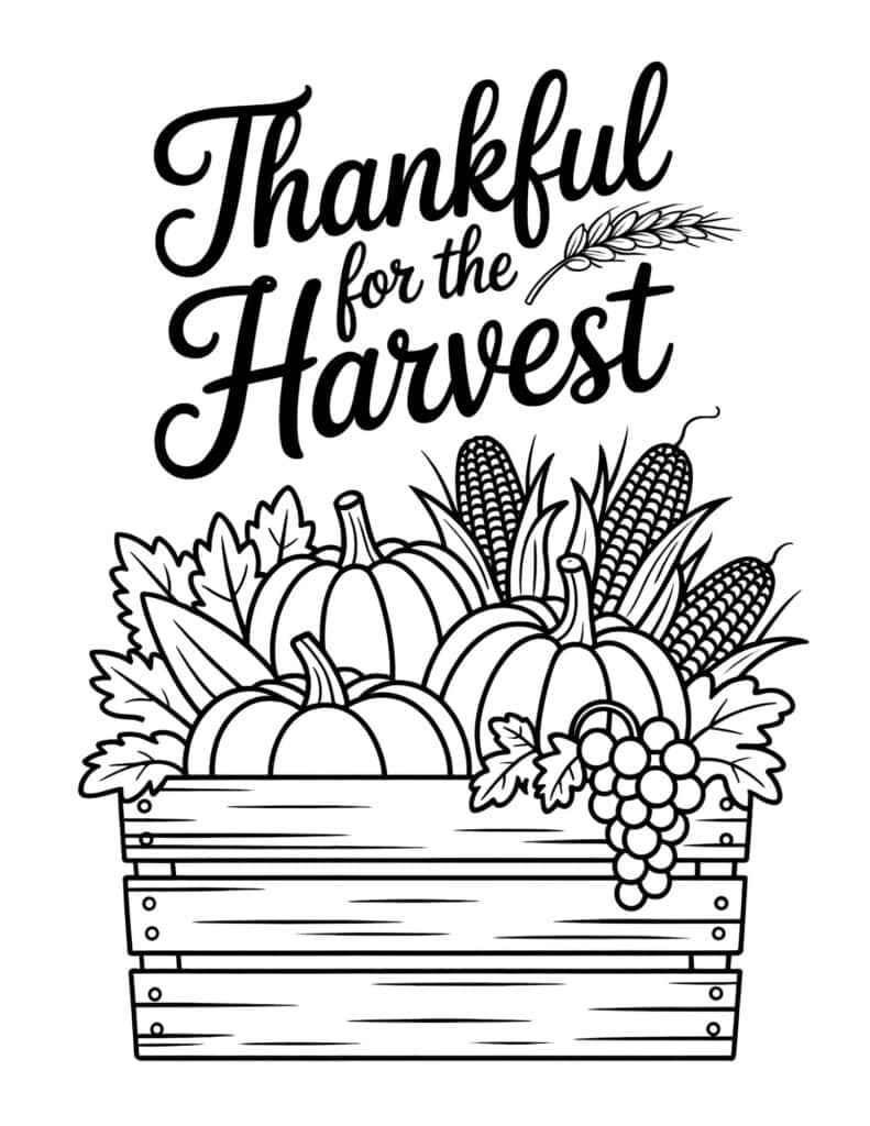Thankful for the Harvest coloring page